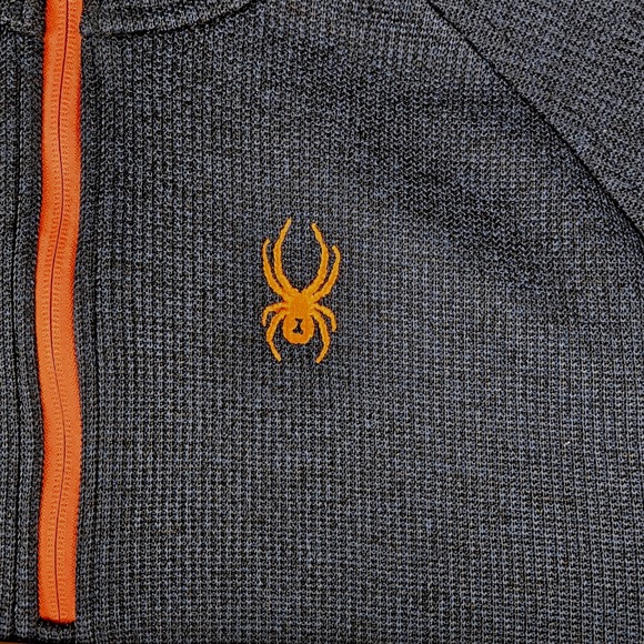 Spyder Men Large 1/4 Zip Pullover Jacket Blue Orange Logo Athletic - Picture 6 of 8